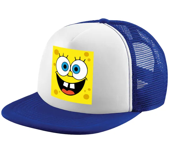 BOB — Adult Soft Trucker Hat with Blue/White Mesh (POLYESTER, ADULT, UNISEX, ONE SIZE)