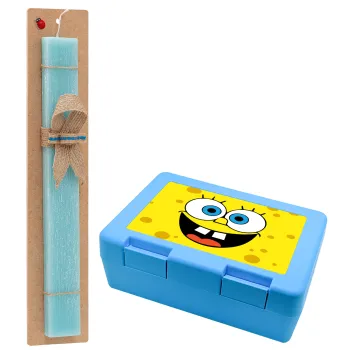 BOB, Easter Set, children's snack container BLUE & Easter aromatic flat candle (30cm) (TURQUOISE)