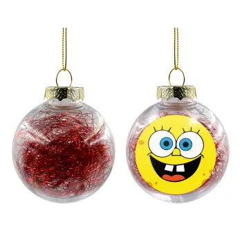 BOB, Transparent Christmas tree ball ornament with red filling 8cm