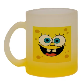 BOB, Κούπα γυάλινη δίχρωμη με βάση το κίτρινο ματ, 330ml