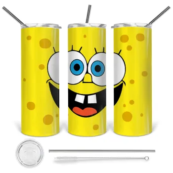 Μπομπ, Tumbler ποτήρι θερμό από ανοξείδωτο ατσάλι 600ml, με μεταλλικό καλαμάκι & βούρτσα καθαρισμού