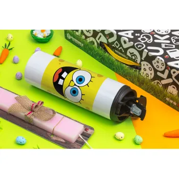 Μπομπ, Πασχαλινή Λαμπάδα με Travel Tumbler θερμό με διπλό καπάκι (600ml, BPA free) & κερί αρωματικό πλακέ (30cm) (ΡΟΖ)