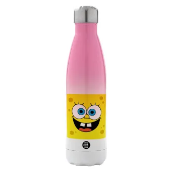 Μπομπ, Μεταλλικό παγούρι θερμός Ροζ/Λευκό (Stainless steel), διπλού τοιχώματος, 500ml