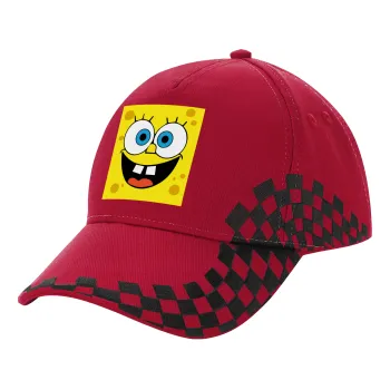 Μπομπ, Καπέλο Ενηλίκων Ultimate ΚΟΚΚΙΝΟ/ΜΑΥΡΟ RACING με Σκρατς, (100% ΒΑΜΒΑΚΕΡΟ DRILL, ΕΝΗΛΙΚΩΝ, UNISEX, ONE SIZE)