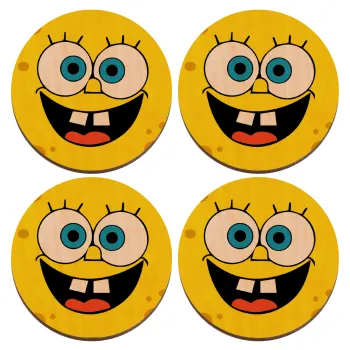 Μπομπ, ΣΕΤ x4 Σουβέρ ξύλινα στρογγυλά plywood (9cm)