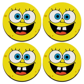 Μπομπ, ΣΕΤ 4 Σουβέρ ξύλινα στρογγυλά (9cm)