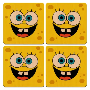 BOB, ΣΕΤ x4 Σουβέρ ξύλινα τετράγωνα plywood (9cm)