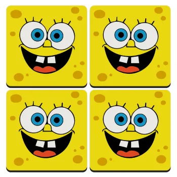 Μπομπ, ΣΕΤ 4 Σουβέρ ξύλινα τετράγωνα (9cm)