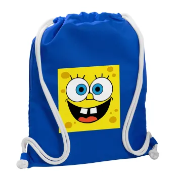 Μπομπ, Τσάντα πλάτης πουγκί GYMBAG Μπλε, με τσέπη (40x48cm) & χονδρά κορδόνια