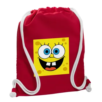 BOB, Backpack pouch GYMBAG Red, with pocket (40x48cm) & thick cords