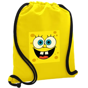BOB, Backpack pouch GYMBAG Yellow, with pocket (40x48cm) & thick cords