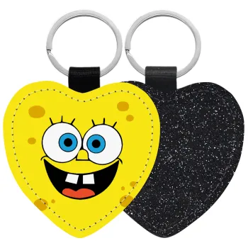 BOB, Μπρελόκ PU δερμάτινο glitter καρδιά ΜΑΥΡΟ