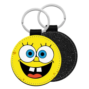 BOB, Μπρελόκ Δερματίνη, στρογγυλό ΜΑΥΡΟ (5cm)