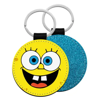 BOB, Μπρελόκ Δερματίνη, στρογγυλό ΜΠΛΕ (5cm)