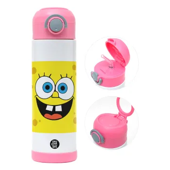 Μπομπ, Παιδικό παγούρι θερμό, ανοξείδωτο, με καλαμάκι ασφαλείας, ΡΟΖ (500ml)