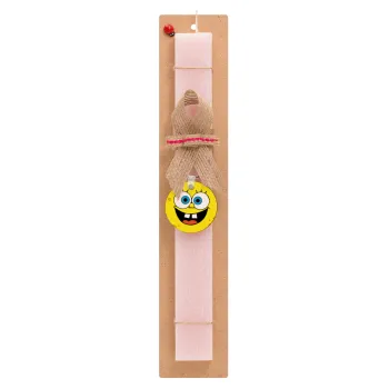 BOB, Easter Set, wooden keychain & scented flat Easter candle (30cm) (PINK)