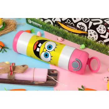 Μπομπ, Πασχαλινή Λαμπάδα με Παιδικό παγούρι θερμό, ανοξείδωτο, με καλαμάκι ασφαλείας, ΡΟΖ (500ml)