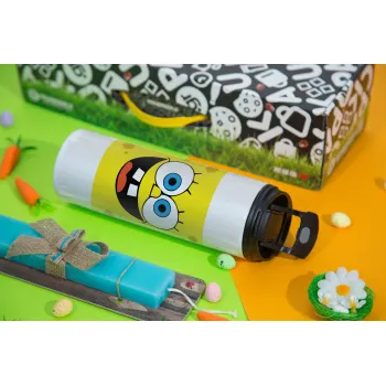 BOB, Easter candle,Travel Tumbler 2 Lids, with metal straw & cleaning brush & aromatic flat candle (30cm) (BLUE)