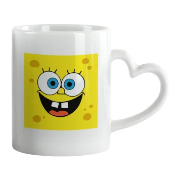 Μπομπ, Κούπα καρδιά χερούλι λευκή, κεραμική, 330ml