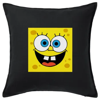 Μπομπ, Μαξιλάρι καναπέ Μαύρο 100% βαμβάκι, περιέχεται το γέμισμα (50x50cm)