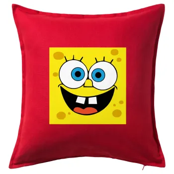 Μπομπ, Μαξιλάρι καναπέ Κόκκινο 100% βαμβάκι, περιέχεται το γέμισμα (50x50cm)