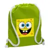 Τσάντα πλάτης πουγκί GYMBAG LIME GREEN, με τσέπη (40x48cm) & χονδρά κορδόνια