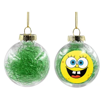 BOB, Transparent Christmas tree ball ornament with green filling 8cm