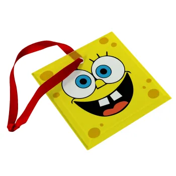 BOB, Christmas ornament, glass square ornament 9x9cm