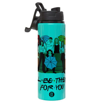 Friends cover, Metallic water bottle with safety lid, 850ml aluminum