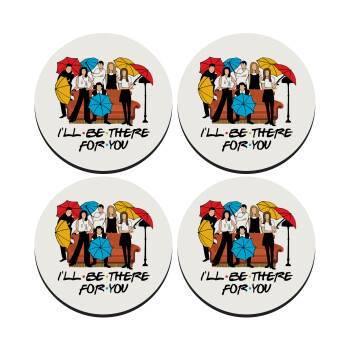 Friends cover, SET of 4 round wooden coasters (9cm)