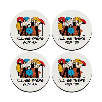 Friends cover, SET of 4 round wooden coasters (9cm)