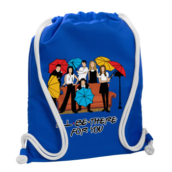 Friends cover, Τσάντα πλάτης πουγκί GYMBAG Μπλε, με τσέπη (40x48cm) & χονδρά κορδόνια