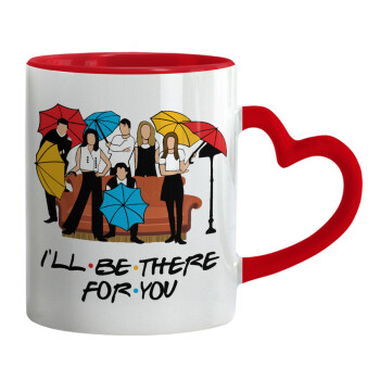 Friends cover, Mug heart red handle, ceramic, 330ml