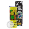 Neon Yellow Travel Tumbler, with metal straw (Stainless steel 304 Food grade, BPA free, 600ml)