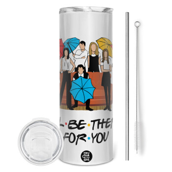 Friends cover, Eco friendly stainless steel tumbler 600ml, with metal straw & cleaning brush