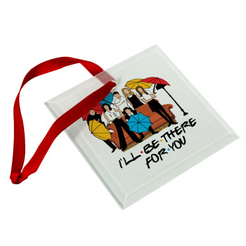 Friends cover, Christmas ornament, glass square ornament 9x9cm