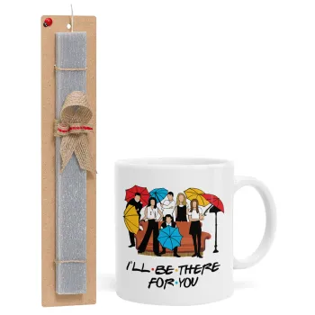 Friends cover, Easter Set, Ceramic Cup (330ml) & Easter aromatic flat candle (30cm) (GRAY)