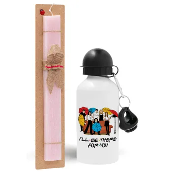 Friends cover, Easter Set, metallic aluminum bottle (500ml) & aromatic flat Easter candle (30cm) (PINK)