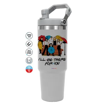 Friends cover, ΓΚΡΙ χρώματος Θερμός Ανοξείδωτο 890ml (30oz) με χερούλι