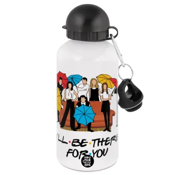 Friends cover, Μεταλλικό παγούρι νερού, Λευκό, αλουμινίου 500ml