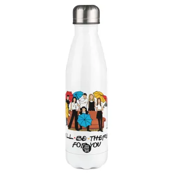 Friends cover, Μεταλλικό παγούρι θερμός Λευκό (Stainless steel), διπλού τοιχώματος, 500ml