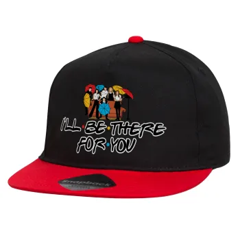 Friends cover, Children's Flat Snapback Hat, Black/Red (100% COTTON, CHILDREN'S, UNISEX, ONE SIZE)