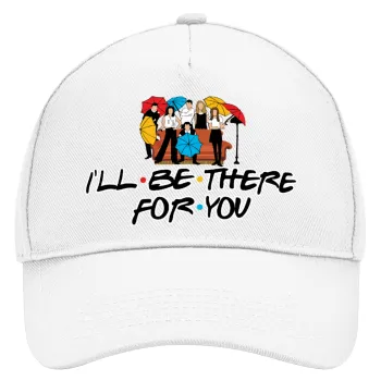Friends cover, Adult Baseball Cap, Drill, White (100% COTTON, ADULT, UNISEX, ONE SIZE)