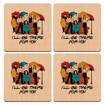 Friends cover, ΣΕΤ x4 Σουβέρ ξύλινα τετράγωνα plywood (9cm)