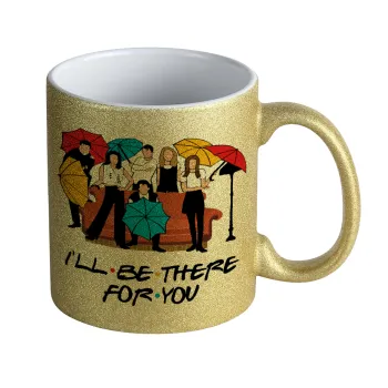 Friends cover, Κούπα Χρυσή Glitter που γυαλίζει, κεραμική, 330ml