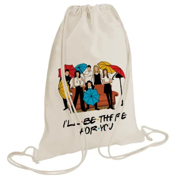 Friends cover, Τσάντα πλάτης πουγκί GYMBAG natural (28x40cm)