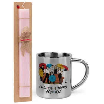 Friends cover, Easter Set, metallic thermal cup (300ml) & aromatic flat Easter candle (30cm) (PINK)