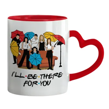 Friends cover, Mug heart red handle, ceramic, 330ml