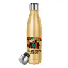 Glitter gold stainless steel thermos bottle, double-walled, 500ml