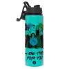 Metallic water bottle with safety lid, 850ml aluminum